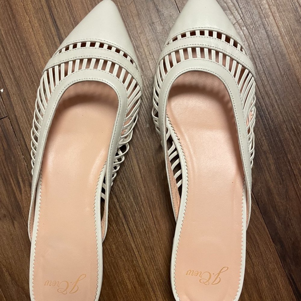 J crew Flats White Slipper Sandals